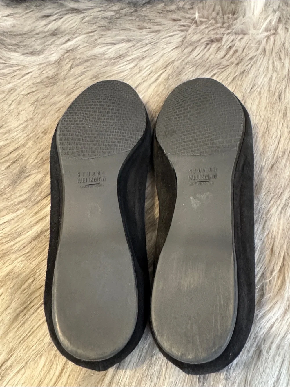 Stuart Weitzman Embellished Black Suede Ballet Flats Size 10